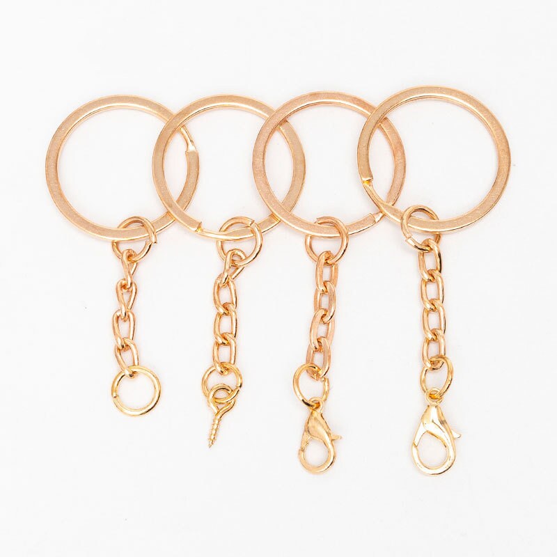 10pcs/20pcs/50pcs Golden Color Metal Split Keychain Ring Set 30mm / 1.2  Inch Key Ring With Open Jump Ring Connector 