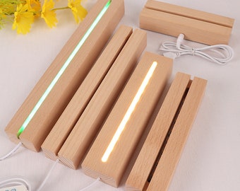 Custom Design Solid Wood LED Light Base - USB Powered