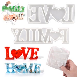 Reverse Large Size LOVE / Familia / Home letter Silicone Mold, Resin mould Silicone Mold resin mold Making,home decoration,office decoration