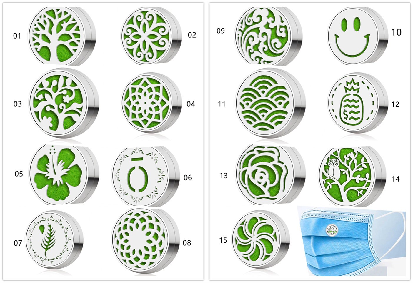 Small Aromatherapy Buckle Locket Diffuser- Mini Magnetic Diffuser -Mask Accessories Essential Oil / Aromatherapy brooch Diffuser-02