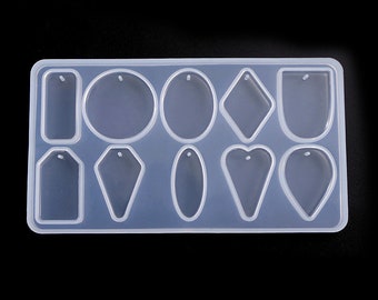 10 modelli Gem Silicone Mold- stampo artigianale, stampo cabochon, stampo per gioielli, stampo in argilla, stampo flessibile, stampo pendente