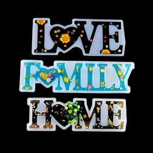5-8 días de envío -Gran tamaño AMOR / Familia / Carta de inicio Molde de silicona, Molde de resina silicona molde de resina creativa, decoración, idea de regalo