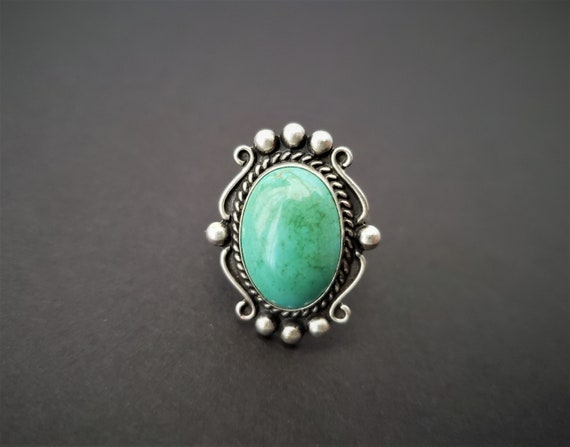 Navajo Sterling Turquoise Ring, Native American R… - image 1