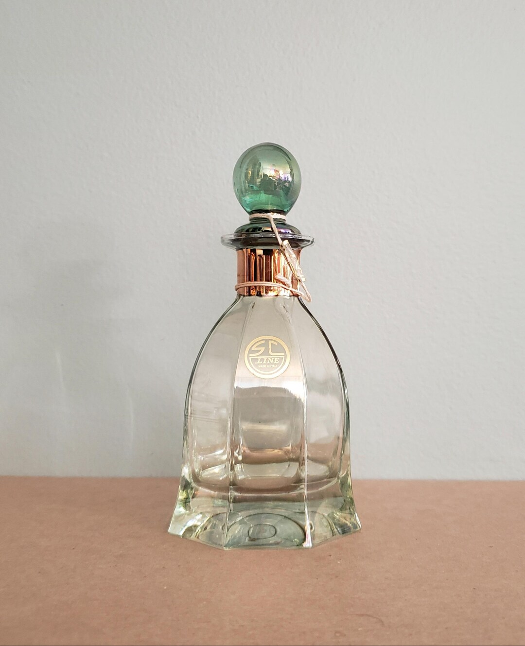 Sc Line Italy Italian SC Line Iridescent Greenish Glass Perfume Bottle - Etsy