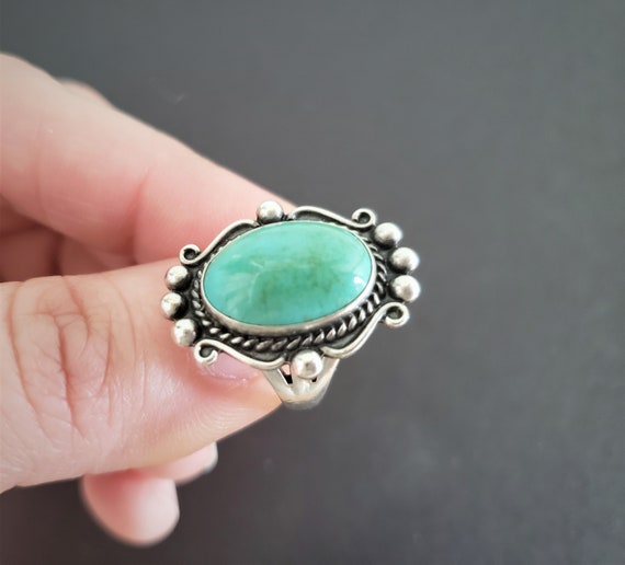 Navajo Sterling Turquoise Ring, Native American R… - image 2