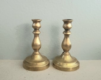 Set of Small Brass Candlestick Holders