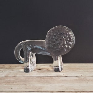 Clear Glass Lion Kosta Boda Figurine, Glass Animal Figures