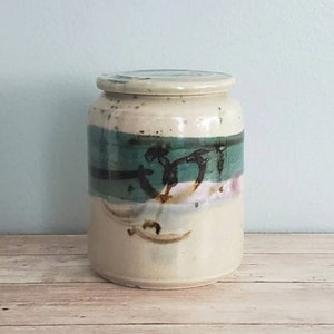 Glazed Signed Pottery with Lid, Ceramic Jar with Top, Collectible Art Pottery