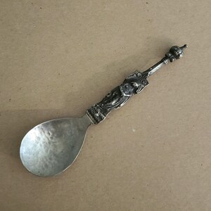 Large Engraved Metal Pewter Norway Baptism Spoon