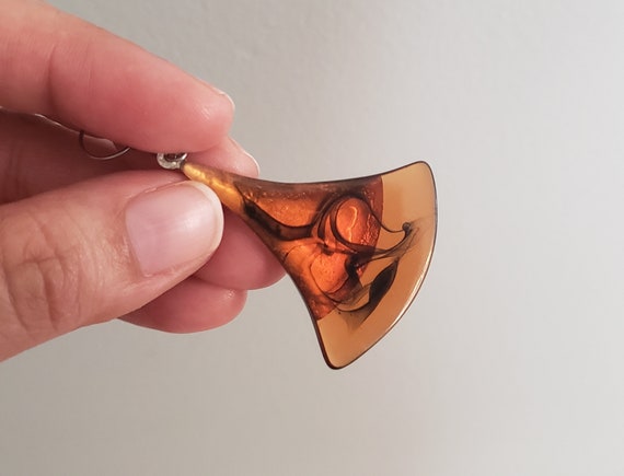 Tortoise Shell Swirl Lucite Dangling Earrings - image 2