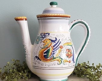 Rare Italian Ceramica Hand-Painted Deruta Raffaellesco Teapot