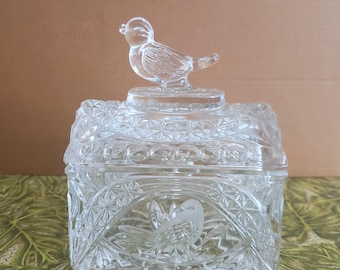 Hofbauer Byrdes Birds Cut Crystal Lidded Trinket Box