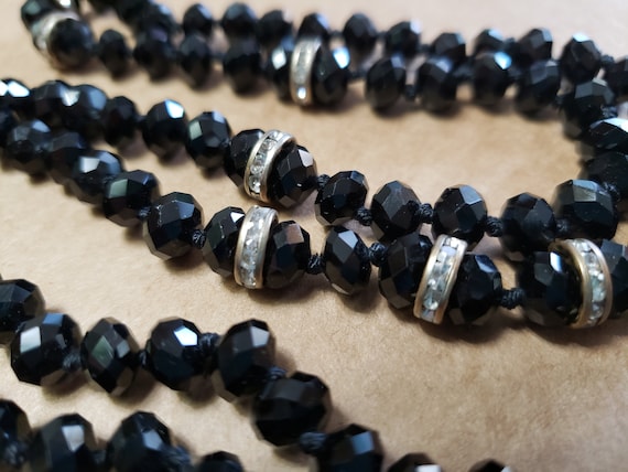 J. Crew Black Faceted Beaded Necklace with Rhines… - image 3