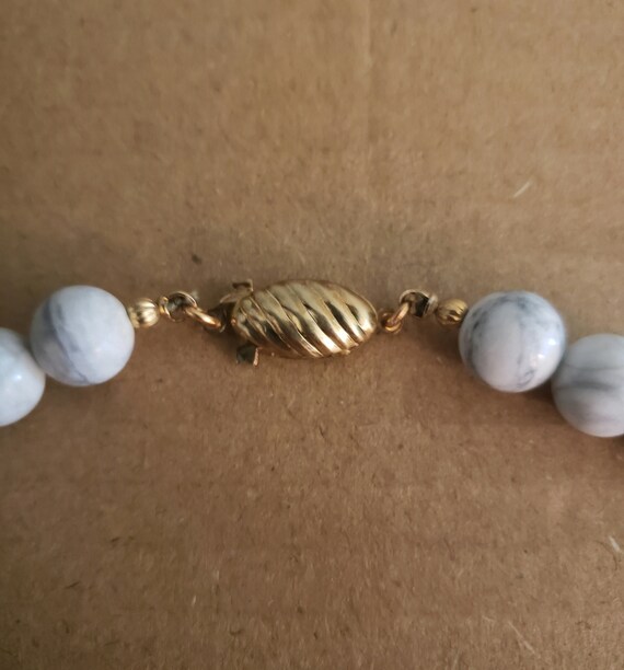 Vintage Marble Gray Beaded Stone Necklace View 5