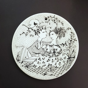 Bjorn Wiinblad Harmoni Nymolle Black and White Wall Hanging Decor Plaque