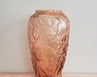 Tiara Empress Large Bird of Paradise Pink Indiana Glass Company 1980 Home Decor Vase