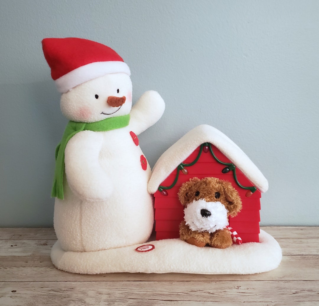 Christmas Holiday Hallmark Moving and Singing Snowman With Dog Decor