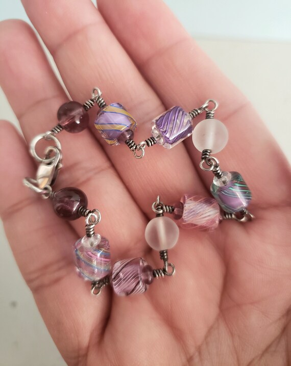 Sterling Silver Handmade Glass Beads Bracelet