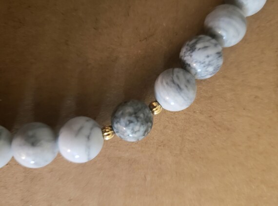 Vintage Marble Gray Beaded Stone Necklace View 4