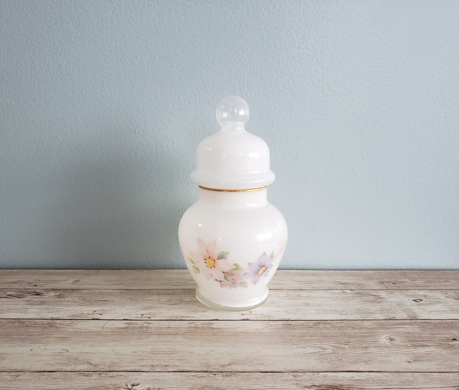 Frosted Glass Ginger Jar With Lid & Floral Design Ginger Jar Etsy UK