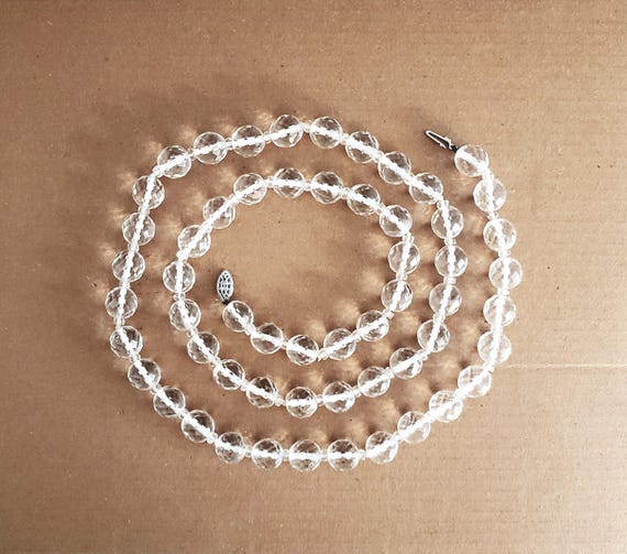Murano Clear Glass Faceted Beaded Necklace