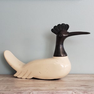 Ceramic Metal Speckled Waterfowl Figure, Aquatic Bird Sculpture