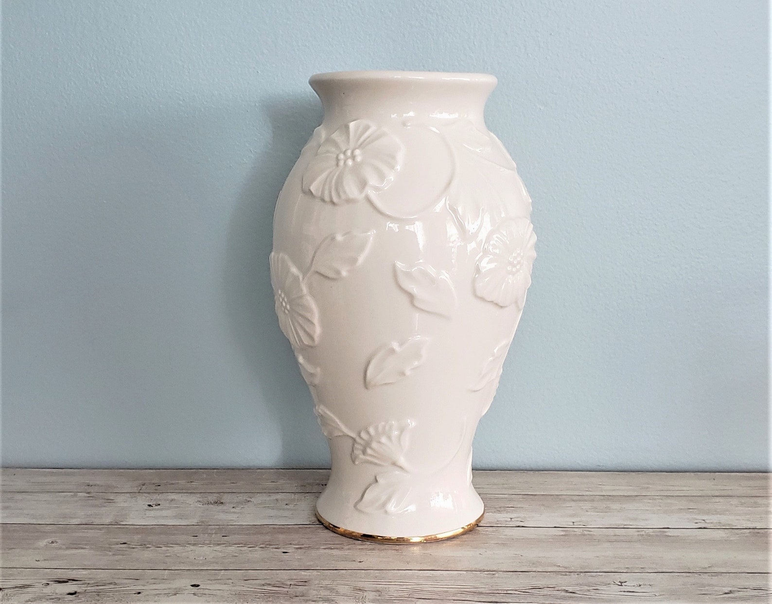 Lenox White Floral Poppy Seed Flower Design Vase American by Etsy