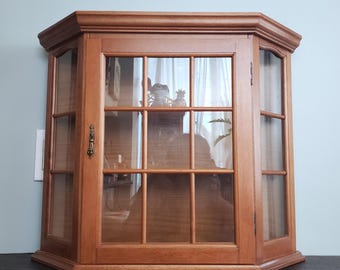 Wooden Display Curio Knick Knack Wall Shelf Cabinet