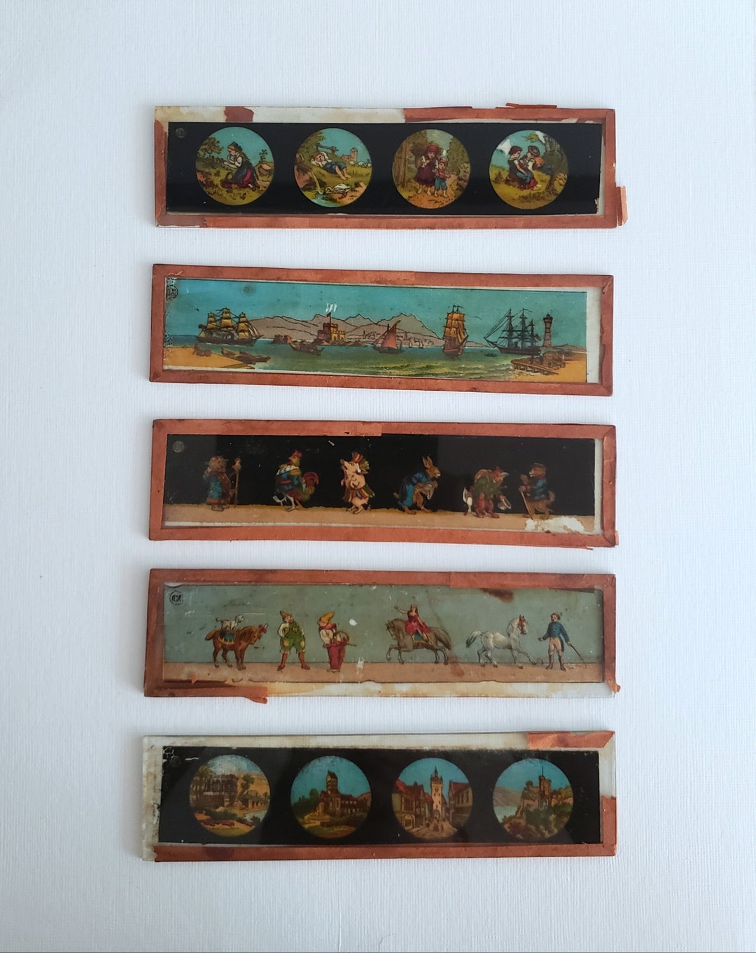 10 Antique 1900s Germany Glass Slides for Magic Lantern Lithos for ...