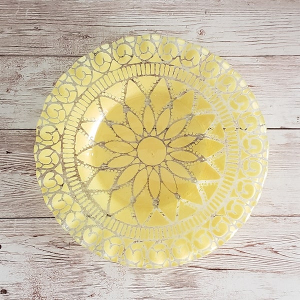 Yellow Glass Plate Etsy