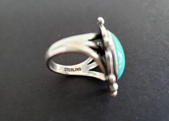 Navajo Sterling Turquoise Ring, Native American R… - image 4