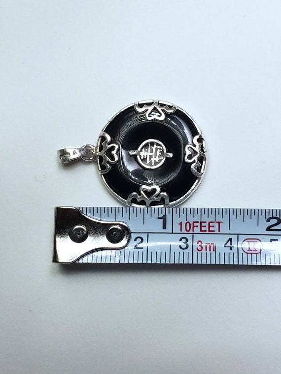 Onyx 925 Sterling Silver Chinese Pendant - Etsy