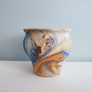 Handmade Swirl Painted Nemadji Indian Pottery Vase