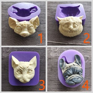 Cat Silicone Molds,Cat Dog Molds Chocolate Short-haired Cat Handmade Jewelry Molds Three Eyes Cat Head Molds Dog Head Fondant Cake Moulds
