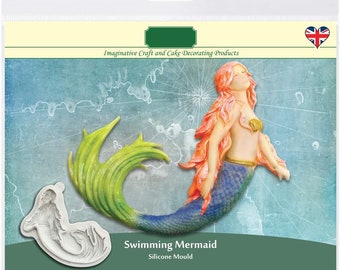 3D swimming mermaid silicone mold for resin cake mold epoxy mold