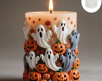 Halloween Ghost Pumpkin Maple Leaf Silicone Mold for Candle Resin Ornament Making
