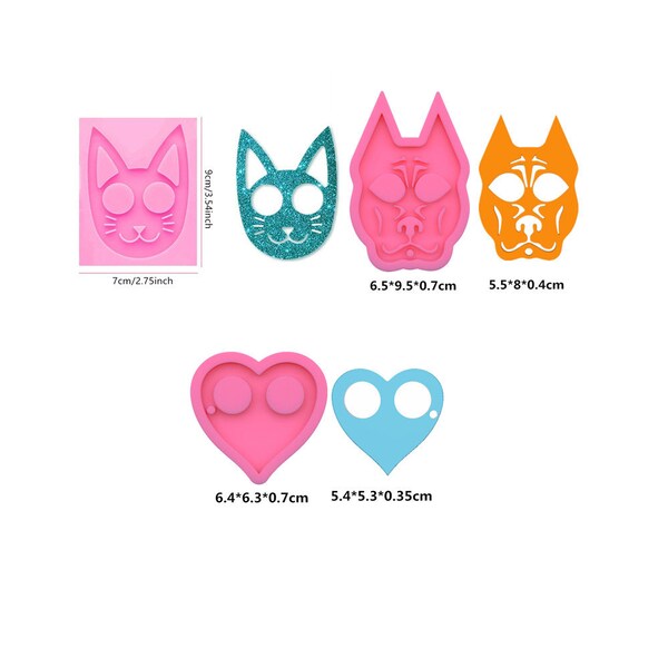 Self Defense Dog Cat Heat Keychain Pendants Silicone Mould, Crystal Epoxy Resin Mold,  Crafts Jewelry Making Tools