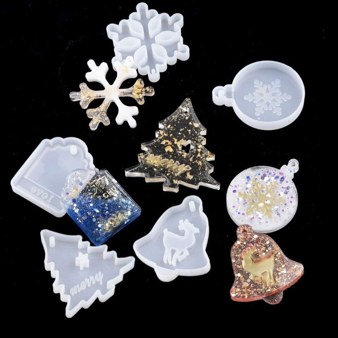 6 Pcs Christmas Resin Molds Set Epoxy Jewelry Pendant Keychain Etsy