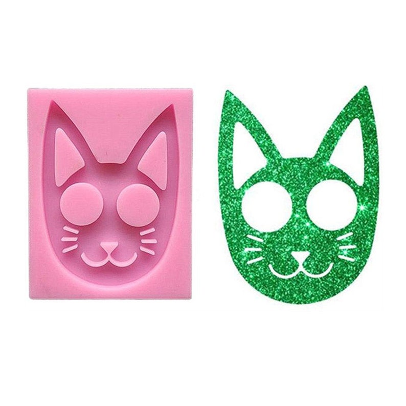 3pcs Self-Defense Cat Keychain Pendants Silicone Mould, Crystal Epoxy Resin Mold,  Crafts Jewelry Making Tools 