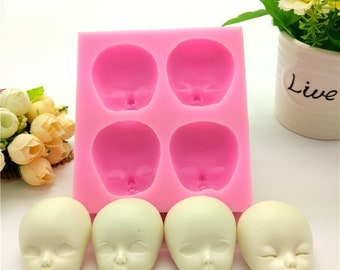 4 Baby Face Expression Shape Modeling Silicone Chocolate Candy 3D Silicone Mould CakeTools Pastry Bar Soap Mold