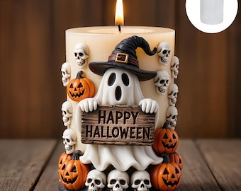 Halloween Ghost Pumpkin Skull Candle Mold, Silicone Aromatherapy Plaster Resin Crafting