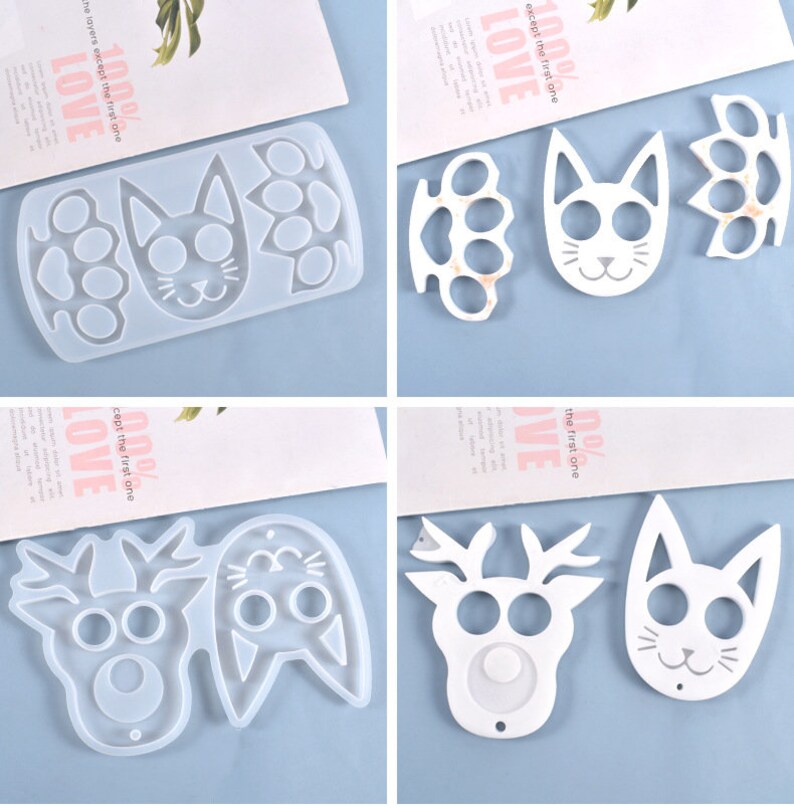 Self Defense Cat Keychain Resin Casting Mold Diy Fist Jewelry Necklace Making Tool Supplies Pendant Making 