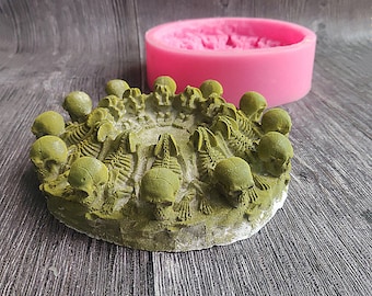 3D Skull Ashtray Cake Silicone Mold Chocolate Gypsum Candle Soap Candy Kitchen Baking Mold