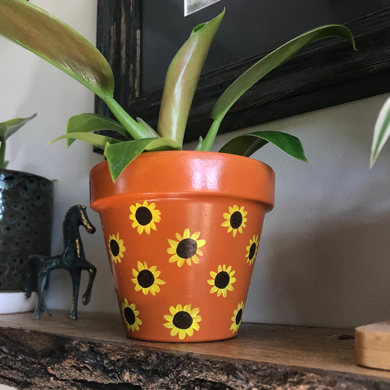 Sunflower Handpainted Houseplant Terracotta Pot Home Decor Etsy