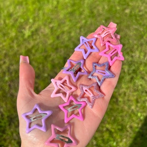 Stars pink/purple/lilac pack RANDOM 6 set pastel cute 6 pcs hair  80s style weird wacky funky apple hair accessories pack of 6