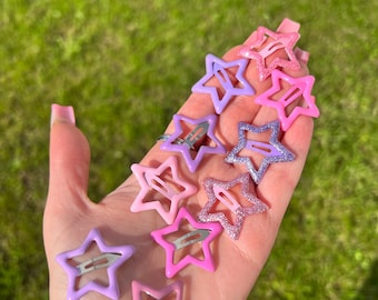 Stars pink/purple/lilac pack RANDOM 6 set pastel cute 6 pcs hair  80s style weird wacky funky apple hair accessories pack of 6