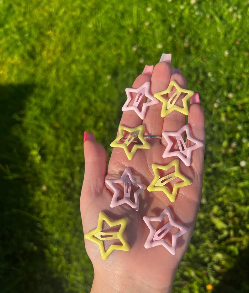 Stars Yellow Pink Pastels Mix RANDOM 8 Set Glitter and Pastel Cute 8