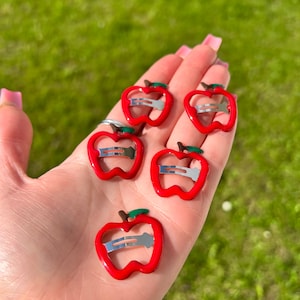 Apples and pineapples set of 12 glitter and pastel cute 6 pcs hair  80s style weird wacky funky apple hair accessories pack of 12