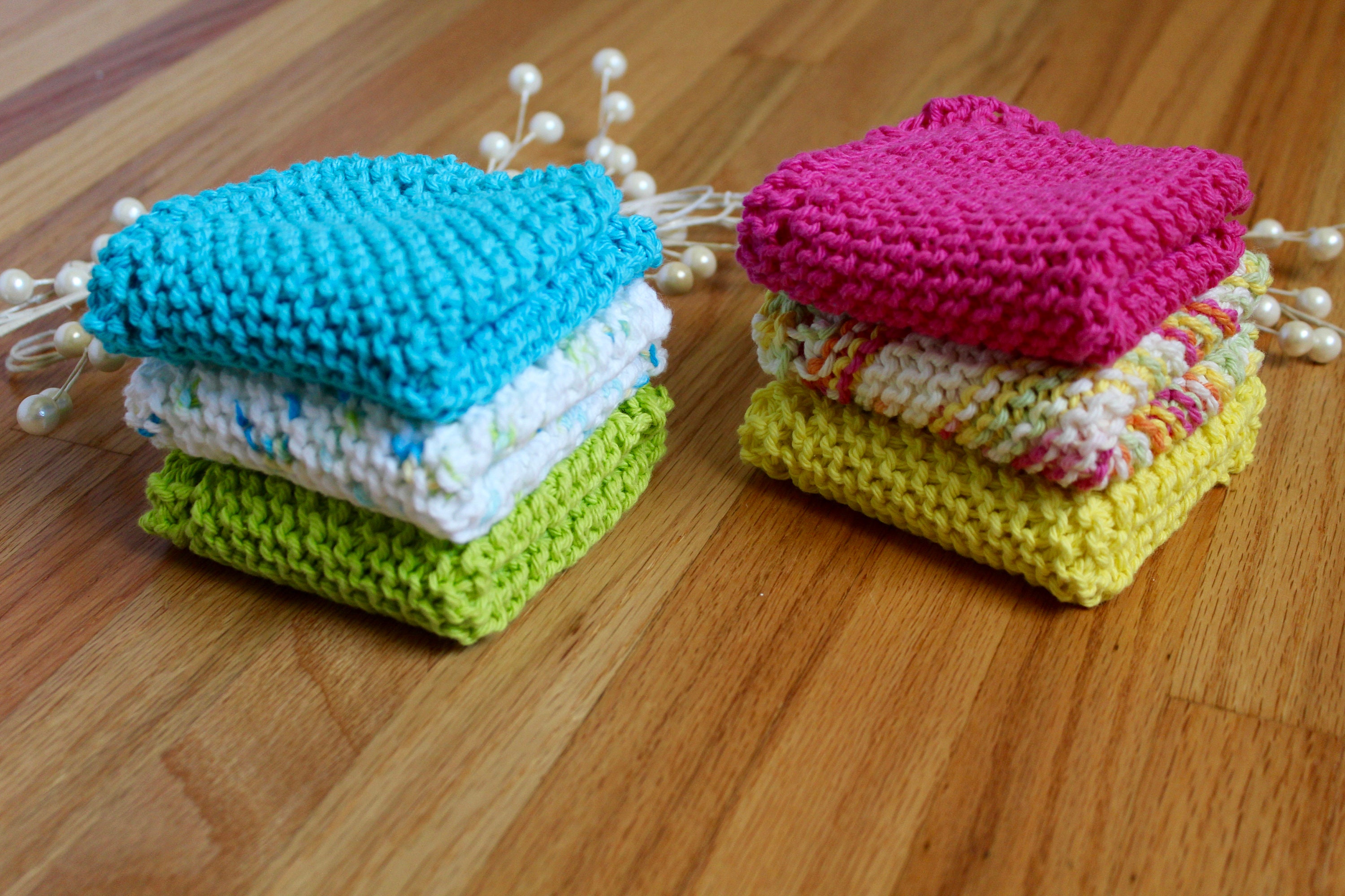 Handmade Knitted Kitchen Dishclothknit Washclothset of Three 100