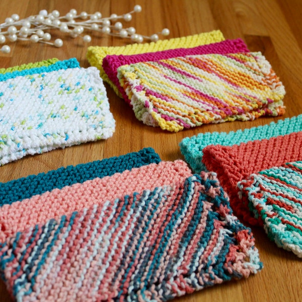 Handmade Knitted Kitchen Dishcloth|Knit Washcloth|Set of Three 100% Cotton Knit Dishcloth|Housewarming Gift|Wedding Gift|Christmas Gift